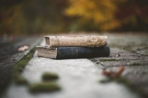 Books on the sidewalk