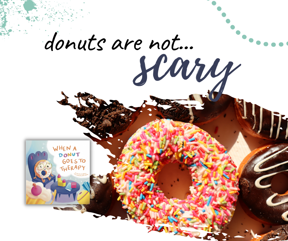 'Donuts are not scary' words and book cover