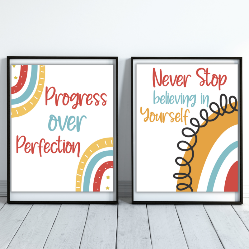 2 Wall posters on display - Growth Mindset posters - White background